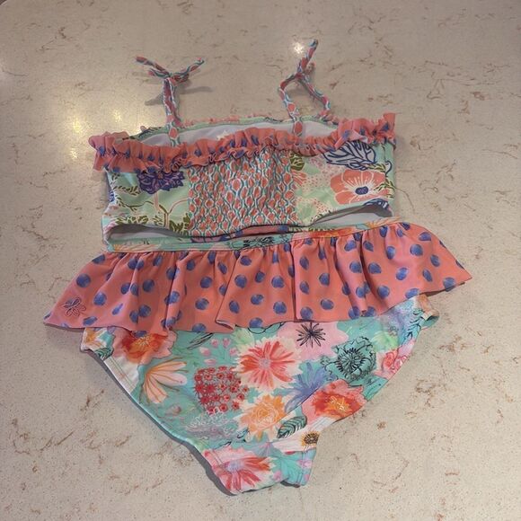 Matilda Jane polka dot floral ruffle swimsuit SZ 12 - Picture 4 of 8